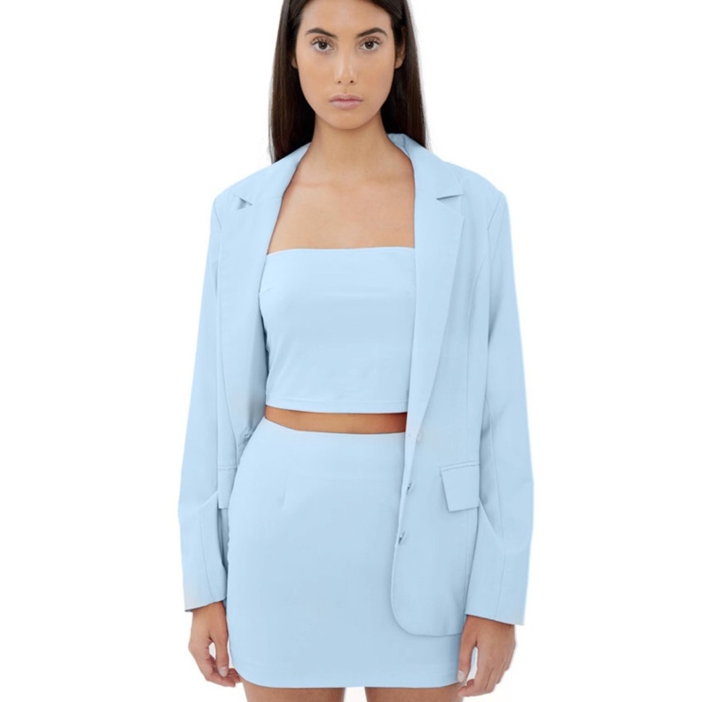 Danielle Guizio Blazer and Mini Skirt (Light Blue)